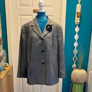 Kasper Gray Blazer with Black Floral Accent